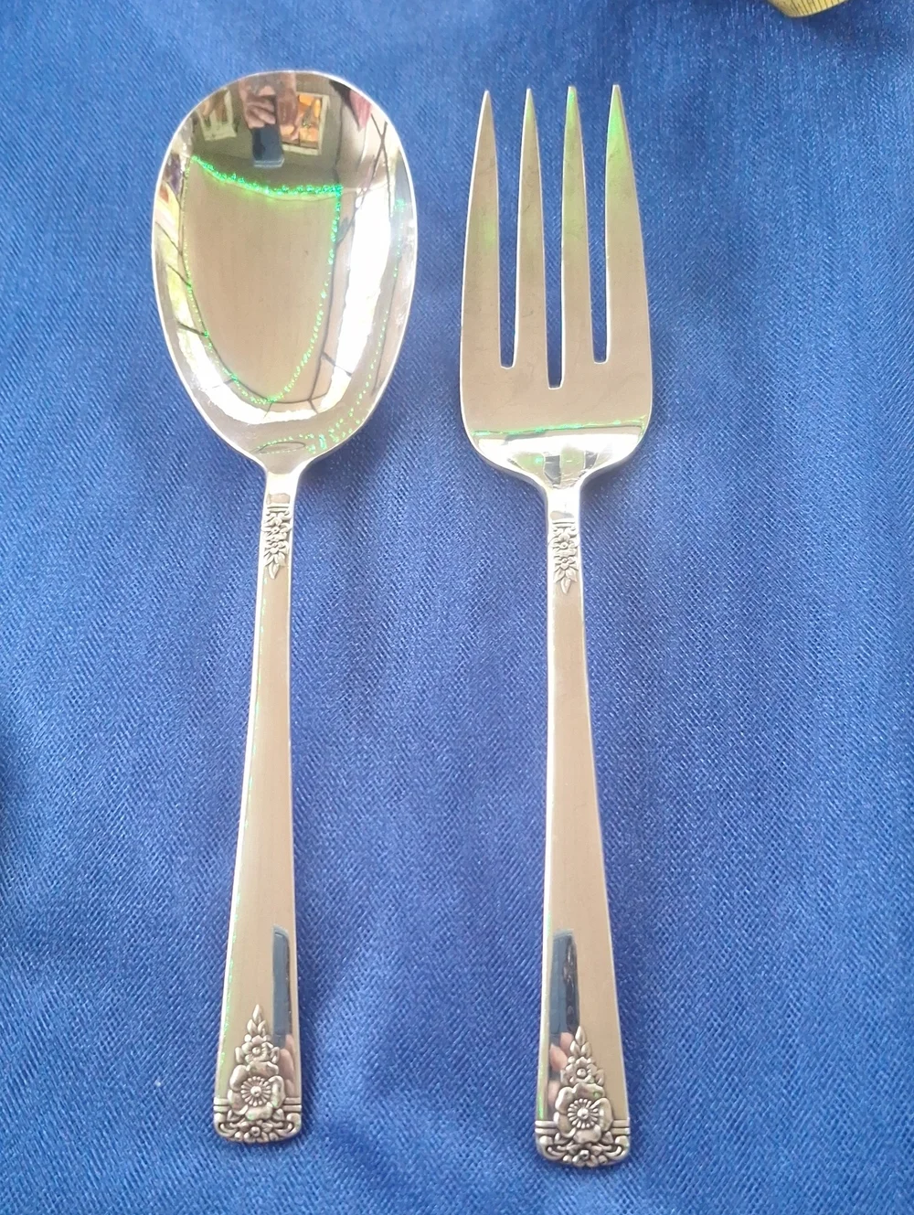 William Rogers Silver-Plate Serving Spoon and Fork Vintage
